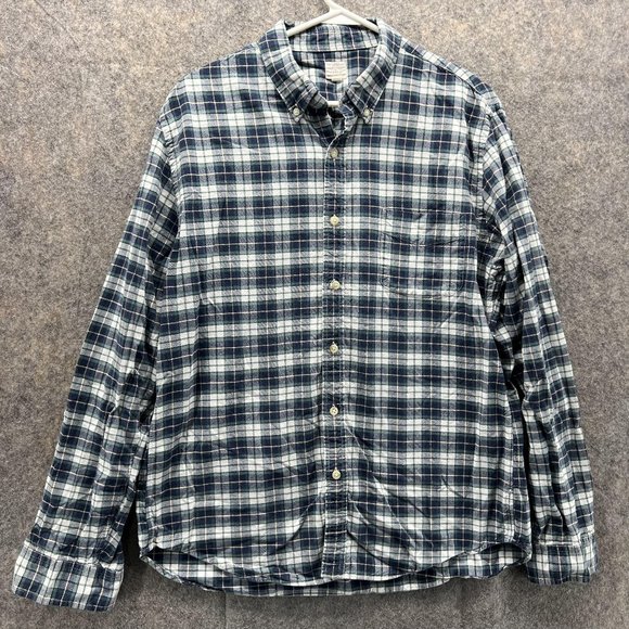 J Crew Shirt Men Large Adult Green Blue Button Down Checkered Vintage Plaid - Picture 1 of 13